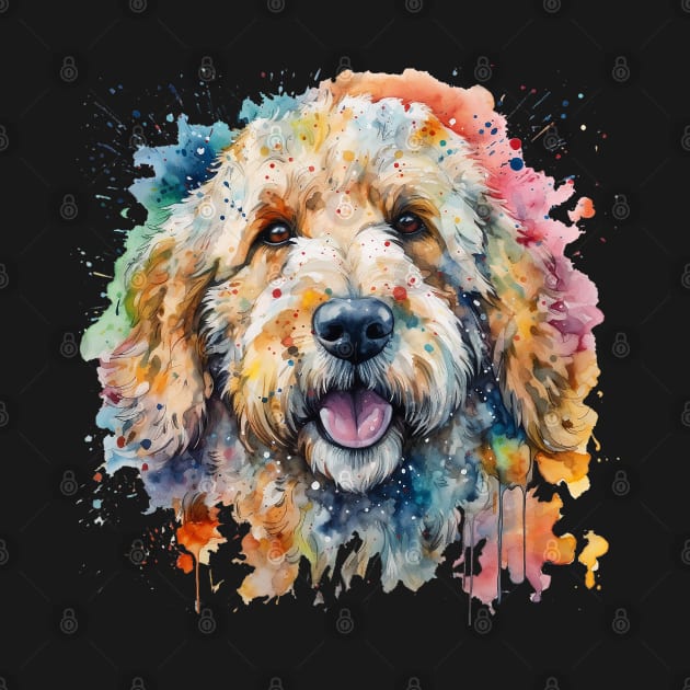 Goldendoodle Bright Watercolor Painting by nonbeenarydesigns