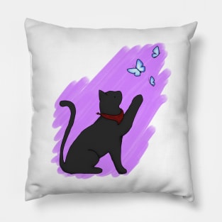 Merlin Cat and Butterflies Pillow