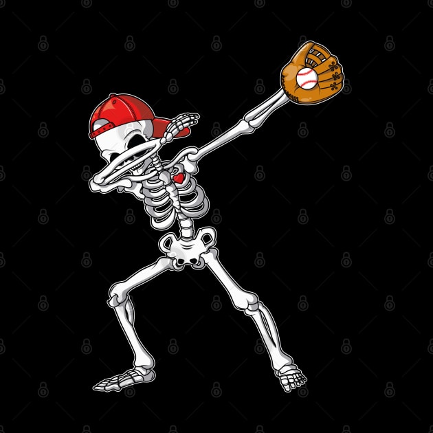 Dabbing Skeleton Baseball Funny Boys Halloween Gift by trendingoriginals
