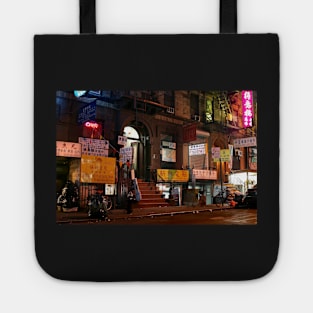 Lights of Chinatown urban street at night New York City Tote