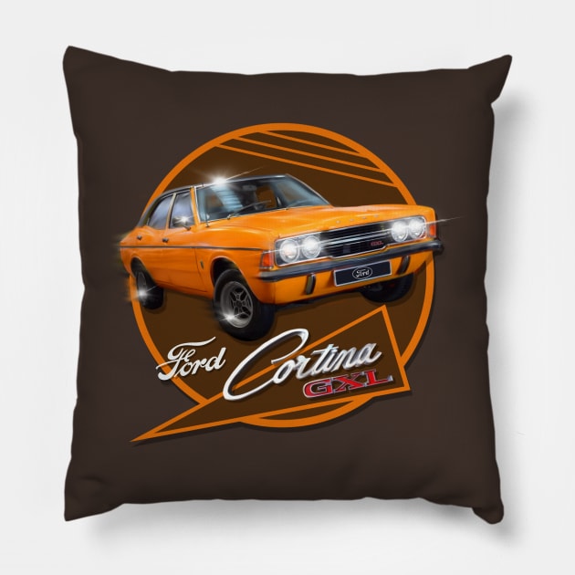 Classic Car Retro Cortina GXL Pillow by MotorManiac