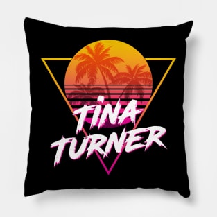 Tina Turner - Proud Name Retro 80s Sunset Aesthetic Design Pillow