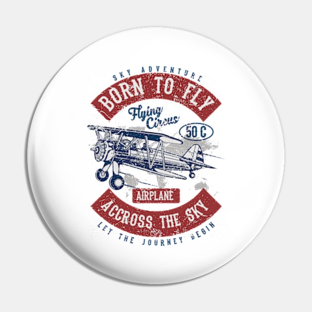 Born To Fly Biplane Pilot Vintage Pin by Hariolf´s Mega Store