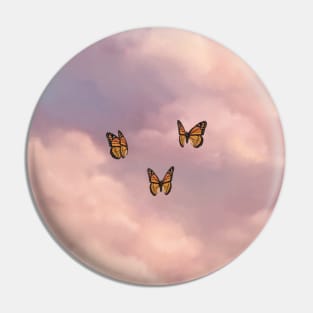 Butterflies Fluttering in Pink Sunset Sky Pin