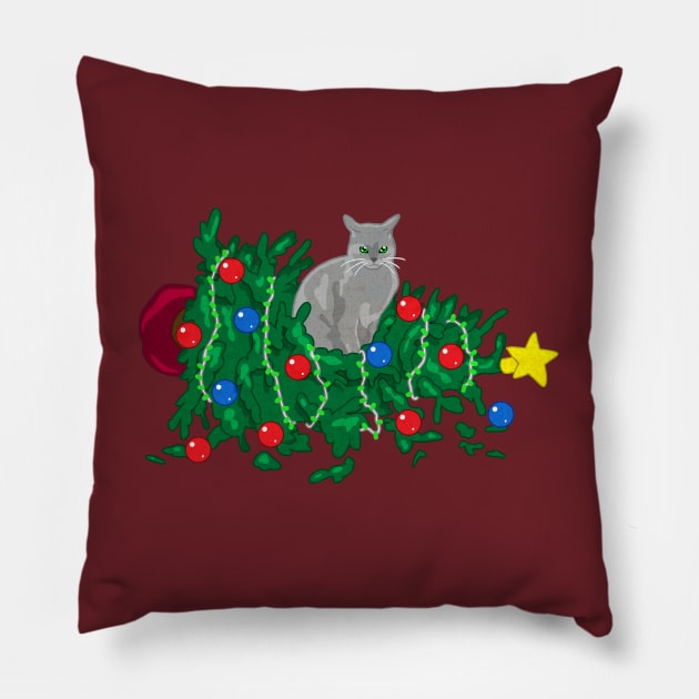 Cat Hates Your Tree - gray Pillow by CCDesign