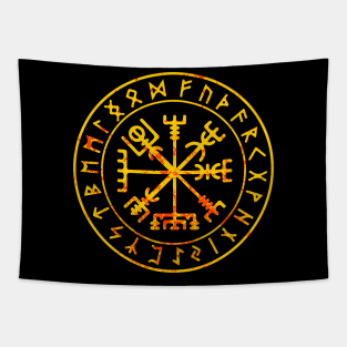 Viking Vegvisir Symbol Fire Tapestry