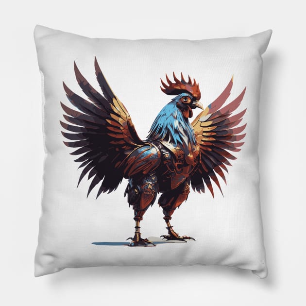 Anime Rooster armor warrior T-shirt design Pillow by marklink
