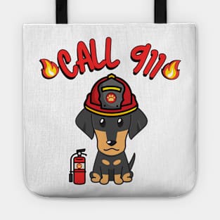 Firefighter Dachshund Tote