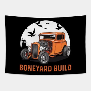 Boneyard Build Hot Rod for Halloween Tapestry