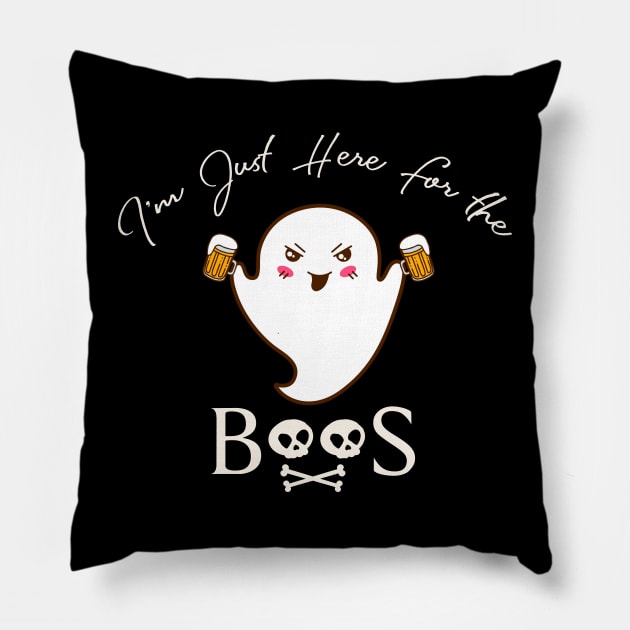 Kawaii I'm Just Here For The Boos Halloween Funny Drinking Pillow by anubis1986