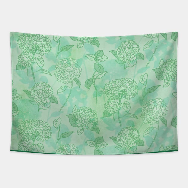 Green Spring Hydrangea Tapestry by Carolina Díaz