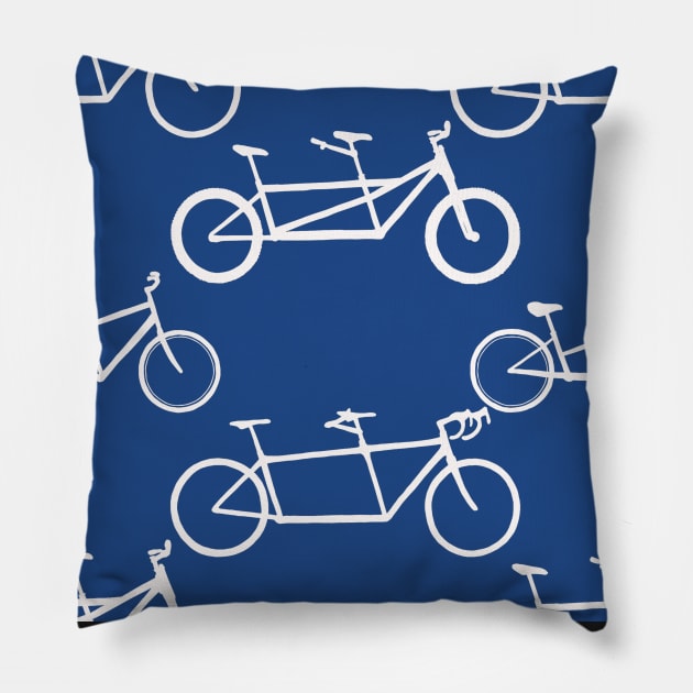 Tandem types pattern - white on blue Pillow by ashalye