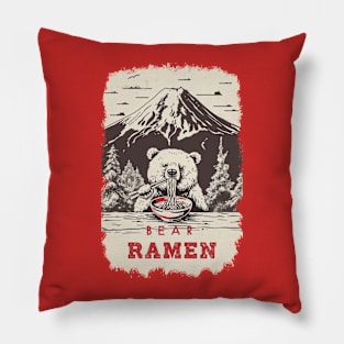Mountain Ramen Bear A Delight for Ramen Fans! Pillow