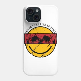 Be Kind Funny Yellow Smiley Vintage Face with Skull On the side light color shirt Phone Case