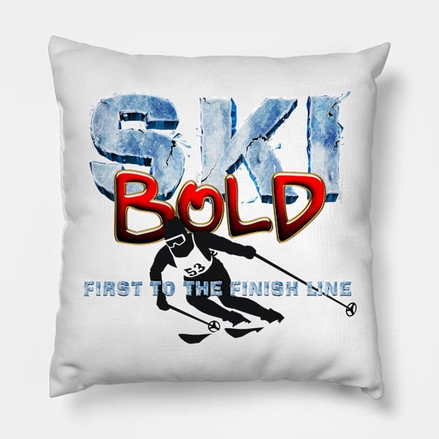 Ski Bold Pillow by teepossible