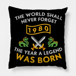 1980 The Year A Legend Was Born Dragons and Swords Design (Light) Pillow