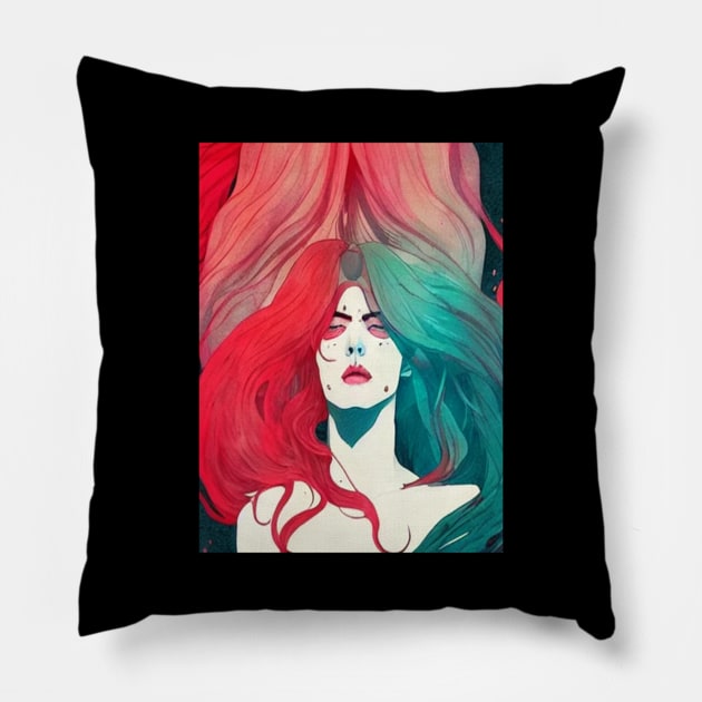 Conrad Roset Sky Blue Pillow by BilodeauBlue