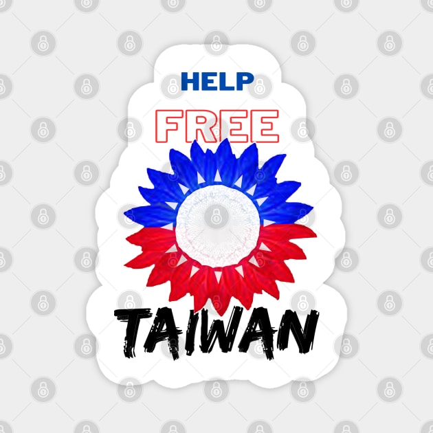 Help Free Taiwan - Red & Blue sunflower of hope Magnet by Trippy Critters