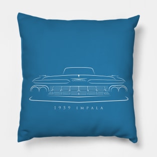 1959 Chevy Impala - front Stencil, white Pillow