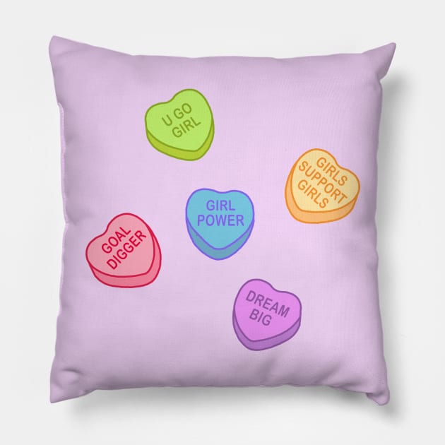 Conversation Hearts - Girl Power - Sticker Pack - Valentines Day Pillow by NOSSIKKO