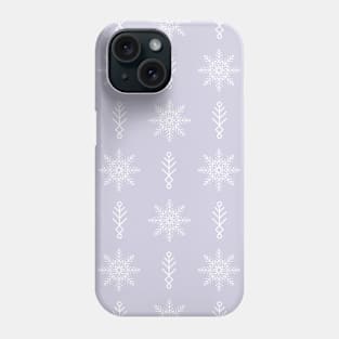 White Scandinavian elements and snowflakes pattern Phone Case