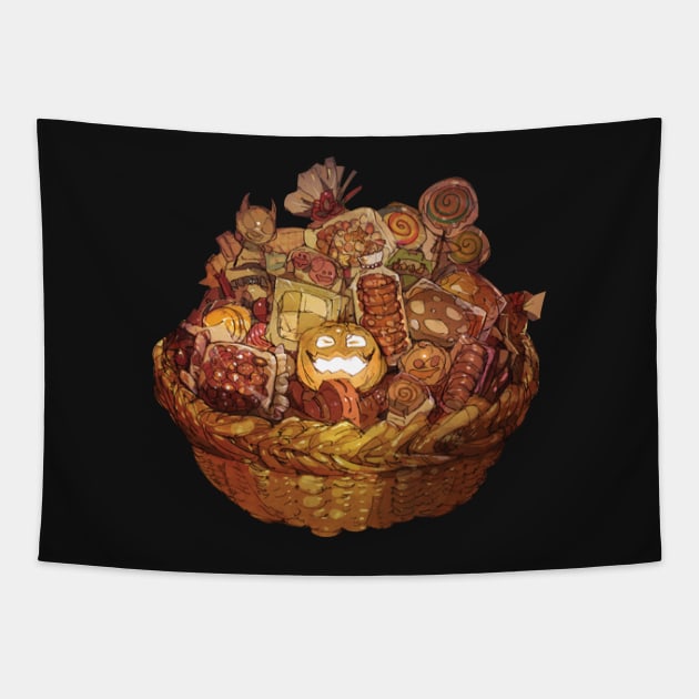 Halloween Basket Tapestry by MaknArt