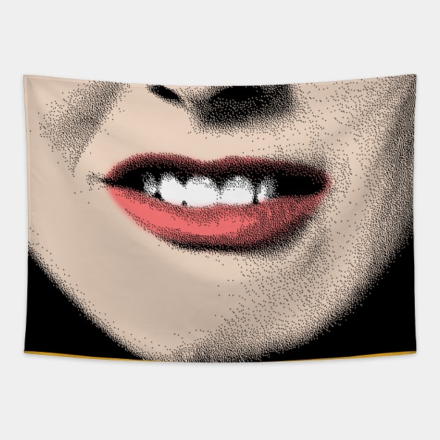 Alicia Silverstone //// Mouth PixelArt Design Tapestry by DankFutura