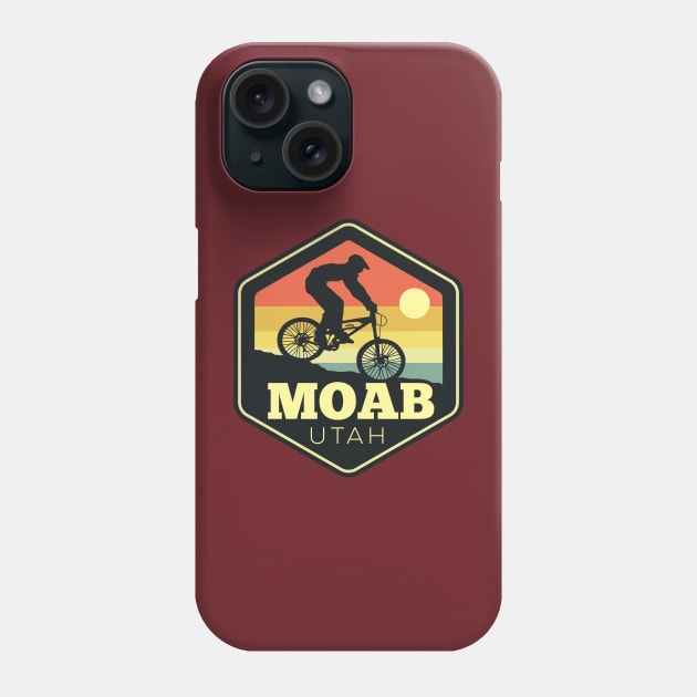 Moab Utah Mountain Bike Vintage Sunset Hexagon Phone Case by DetourShirts