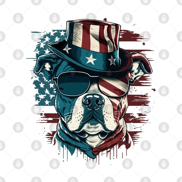 Patriotic Staffordshire Pit Bull Independence Day 4th of July by AmbersDesignsCo