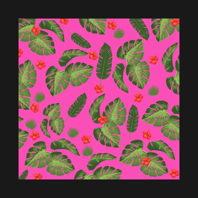 Tropical leaves Pink by redumbrellashop