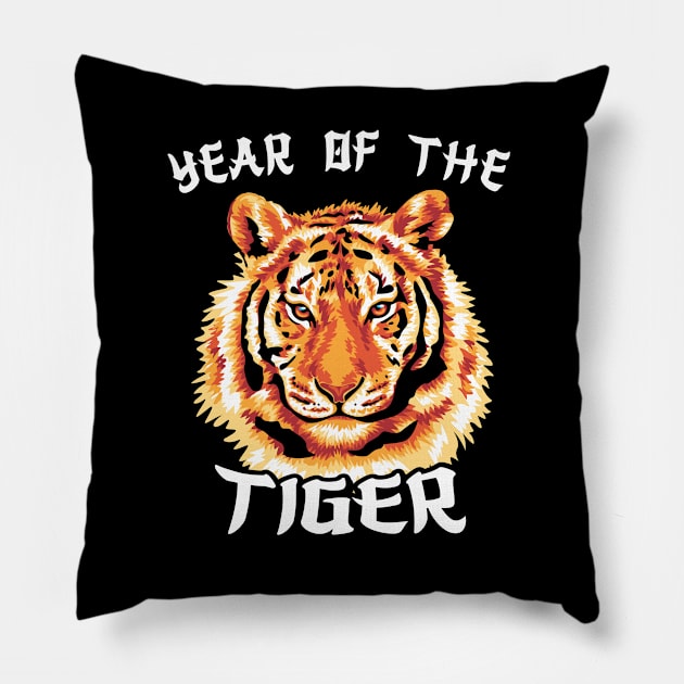 Year of the Tiger 2022 Chinese New Year Zodiac Pillow by opippi