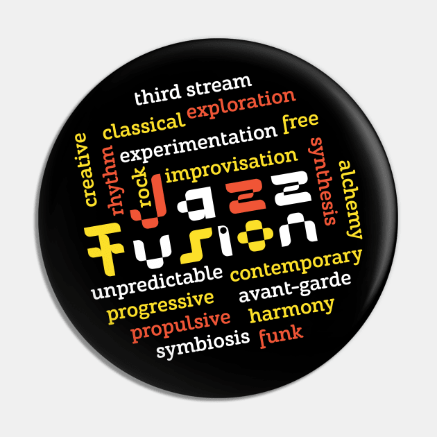 Jazz Fusion Creative Typographic Concept Pin by jazzworldquest