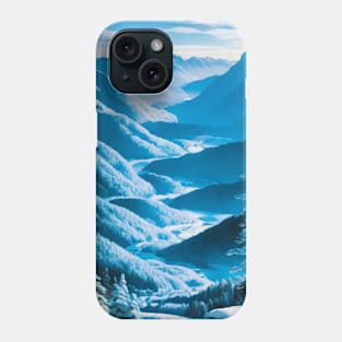 Snowy Mountain Valley in Winter Phone Case