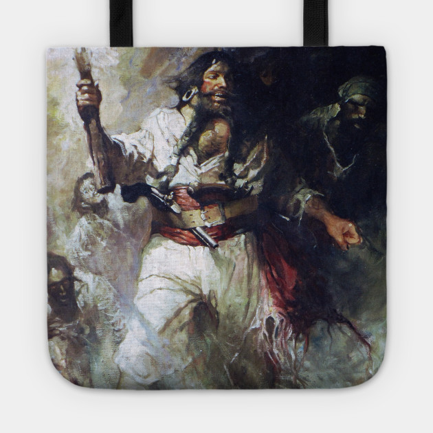Blackbeard In Smoke And Flames Blackbeard Painting Tote