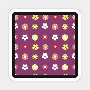 Hippie Floral Purple Flower Seamless Pattern Magnet