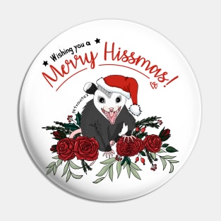 Merry Hissmas - floral christmas themed possum baby Pin