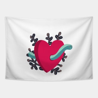 Pink Heart Love worm Tapestry