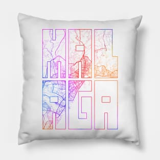 Malaga, Germany City Map Typography - Colorful Pillow