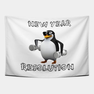 Penguin's new year's resolution Tapestry