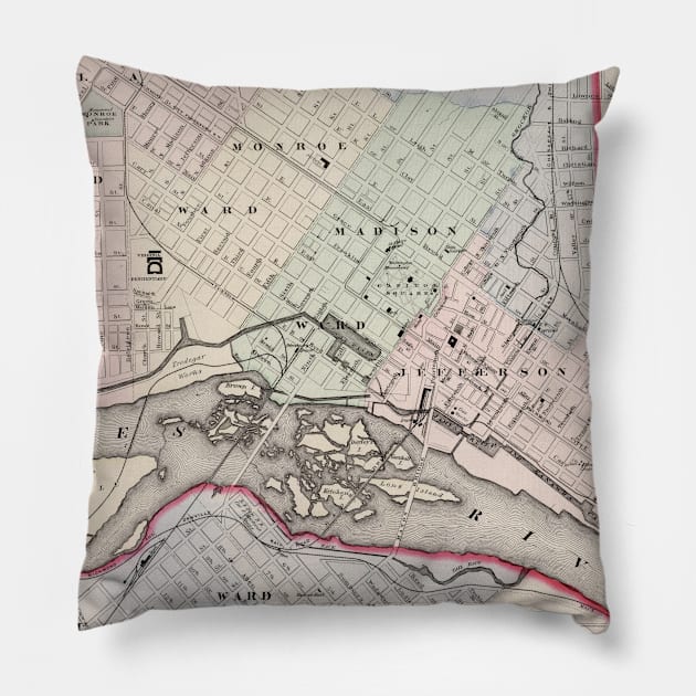 Vintage Map of Richmond Virginia (1884) Pillow by Bravuramedia