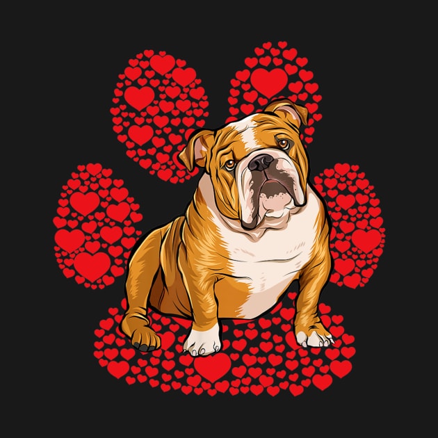 Bulldog Valentines Day Dog Love Paw by Manonee