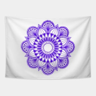 Flower Mandala (indigo on white) Tapestry