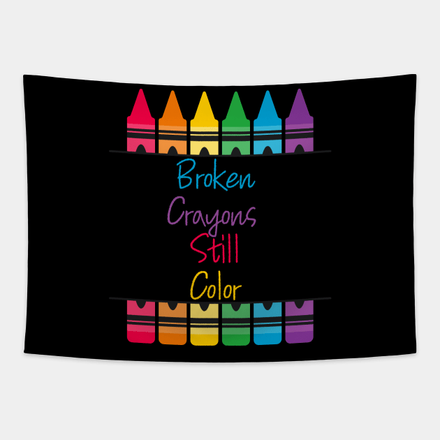 Broken Crayons Still color Tapestry by MGuyerArt