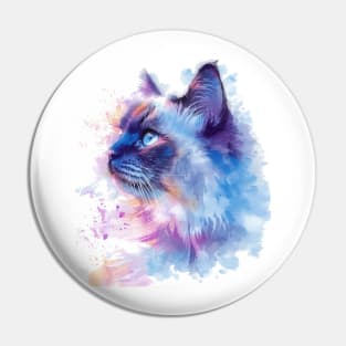 Ragdoll Cat Water Color Pop Art Design for Cat Lover Pin