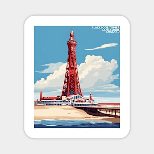 Blackpool Tower Lancashire West Bretton United Kingdom Vintage Travel Tourism Poster Magnet