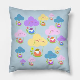 Cute baby sheep flying on clouds pattern Pillow