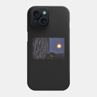 Woman in the Stones and the full moon rising Phone Case