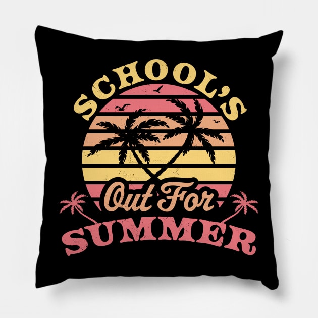 Schools Out For Summer End of the Year Teacher Summer Pillow by OrangeMonkeyArt