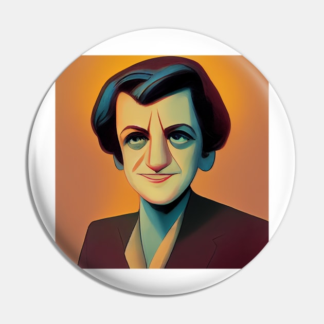 Ayn Rand Portrait | Cartoon Style Pin by Classical