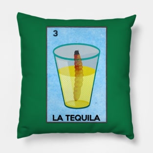 La Loteria Card- Tequila Shot with Worm Pillow